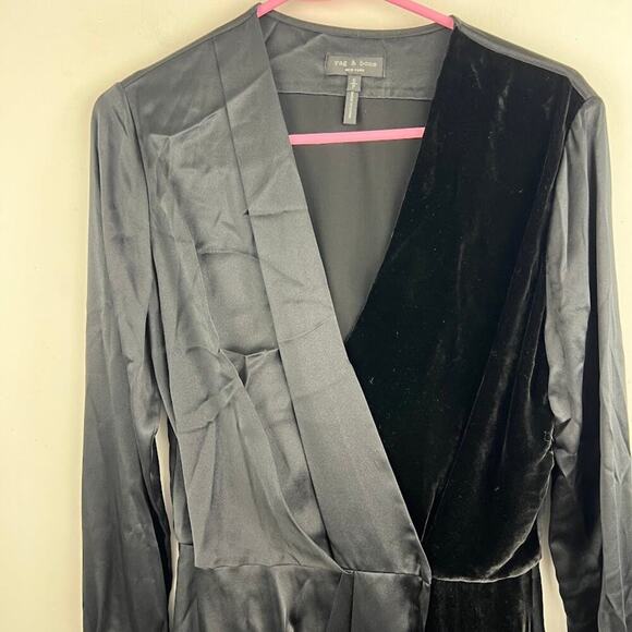 Rag & Bone Victor V-Neck Wrap Silk Short Dress black womens ize SMALL - Picture 3 of 8